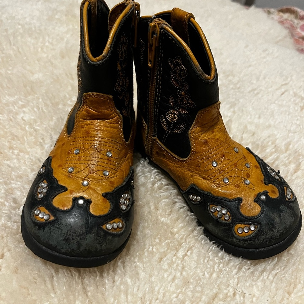 Stylish Black and Brown Roper Boots with Embellishments